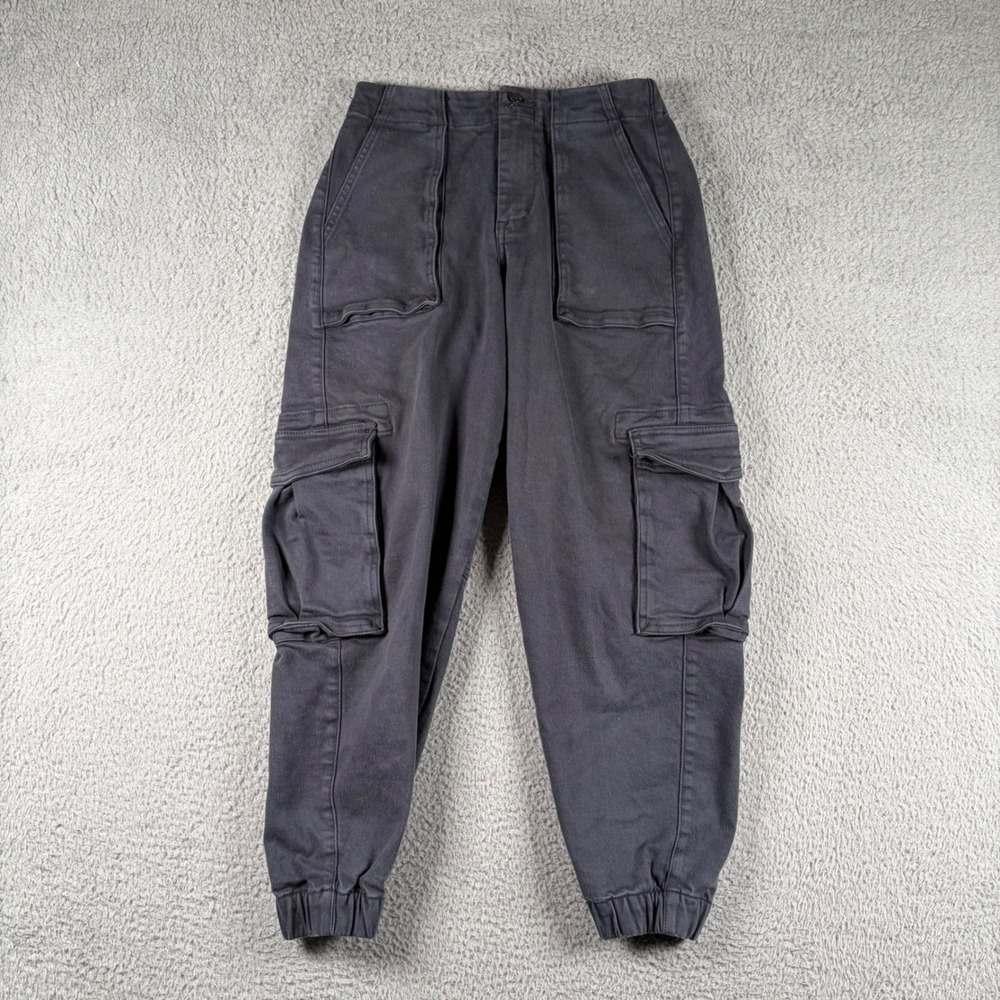 Vigoss Womens Cargo Jogger Pants Sz 28 Charcoal Gray High Rise Utility Stretchy